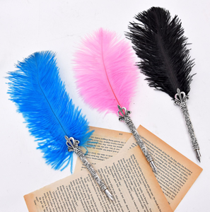 Vintage Ink Dip Set Quill Thư Pháp Đà Điểu Lông Đài Phun Nước Bút Cho Viết Chữ Ký Quà Tặng Đám Cưới Cô Dâu Tắm Đảng Cung Cấp - Product Image 4