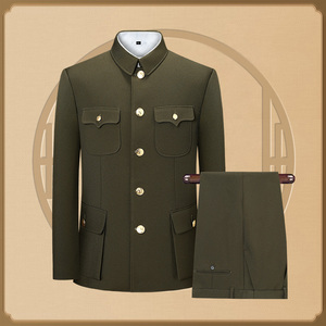Conjunto de Chaqueta y Pantalones Zhongshan Verde Caqui para Ceremonia de Boda, <span class=keywords><strong>Traje</strong></span> Tradicional Chino para <span class=keywords><strong>Padre</strong></span> de la Novia o <span class=keywords><strong>del</strong></span> <span class=keywords><strong>Novio</strong></span> - Product Image 3