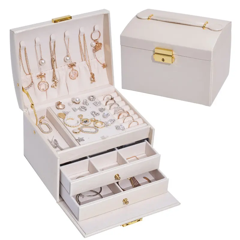 Jewelry Box 3 schicht Large Capacity Jewelry Casket Makeup Organizer Earring Holder Makeup Storage Gift Boxes Jewelry