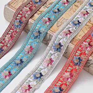 Garniture en dentelle d'organza de broderie de fleurs de couleur claire pour les offres de vêtements pour femmes en gros