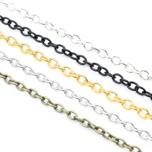5 Meters/lot 3x2mm 4x3mm 5 Colors Plated Cross Unwelded Iron Cable Chains Necklace DIY Jewelry Making Findings Accessories
