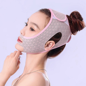 Maschera Viso Riutilizzabile a V in Tessuto Elasticizzato, Bendaggio Notturno con Effetto Lifting e Riduzione del Doppio Mento, Lavabile - Product Image 4