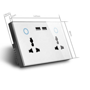 Enchufe inteligente para el hogar, toma de corriente eléctrica de 86x146 con 2 USB, inalámbrico, Tuya, APP, <span class=keywords><strong>Wifi</strong></span>, UK BS, con Interruptor táctil - Product Image 4