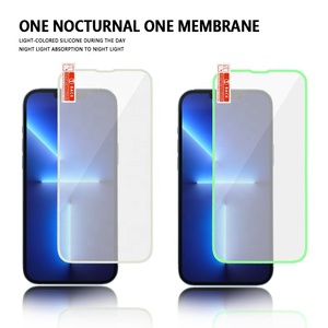 Veilleuse verte en verre trempé 3D lumineux pour <span class=keywords><strong>iPhone</strong></span> XS Max X XR SE 8 <span class=keywords><strong>7</strong></span> 6 Plus 11 Pro Max 13 12 15 16 protecteur d'écran en Silicone - Product Image 2