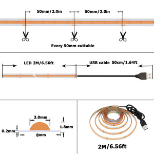 Dải Màu ánh sáng 12V24V 8mm 320 đèn <span class=keywords><strong>LED</strong></span> màu tím linh hoạt độ sáng cao COB <span class=keywords><strong>LED</strong></span> <span class=keywords><strong>Strip</strong></span> ánh sáng - Product Image 3