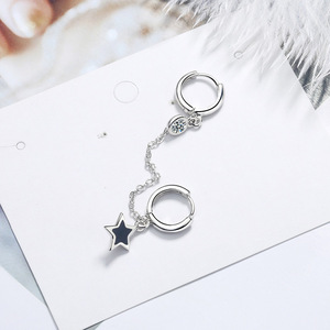 Orecchini a Cerchio con Catena di Stelle e Nappine, Gioielli Minimalisti da Donna, Accessorio di Moda per Uso Quotidiano - Product Image 6