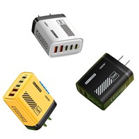 Chargeur GaN ultra-rapide 240W, design ignifuge multi-ports, triple ports Type-C/USB pour téléphone, tablette, ordinateur portable, montre connectée