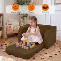Canapé convertible sans structure pour enfants, fauteuil en velours côtelé pour tout-petits, canapé inclinable à bascule, canapé en mousse souple pour enfants pour se détendre