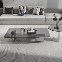 Table basse en verre trempé de style italien moderne et minimaliste, design créatif, pour salon, maison ou bureau, combinaison polyvalente