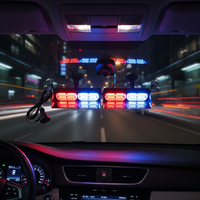 Nouvelle lampe de signalisation d'urgence LED 48SMD pour voiture, clignotante rouge et bleue, avec ventouses pour pare-brise de SUV et camion