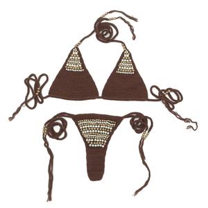 Ensemble bikini deux pièces fait main pour femme, avec broderie 3D personnalisée en forme d'étoile de mer, micro-string, maillot de bain fitness et tenue de plage - Product Image 5