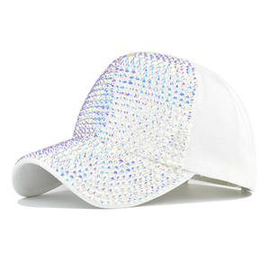 Venta caliente Rhinestone Bling Lady Mujeres Sombrero de béisbol Blue River CZ Diamond See Shell Plain Outdoor Sport Cap - Product Image 2