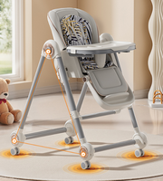 Ensemble de chaise haute multifonctionnelle 3-en-1 luxueuse pour bébé de 0 à 12 mois, siège balançoire pliable avec matériau PP, à commande manuelle