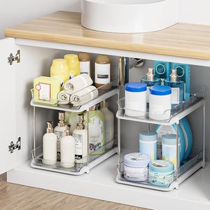 2 Tier Modern Home Kitchen Accessories Transparent Multi-Purpose Eco-Friendly Organization Storage <b>Shelf</b> Sink Organizer Dividers - Product Image 4