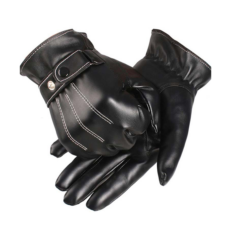 Уличные зимние кожаные перчатки, мотоциклетные теплые кожаные перчатки с бархатной подкладкой, перчатки с пальцами для сенсорного экрана
