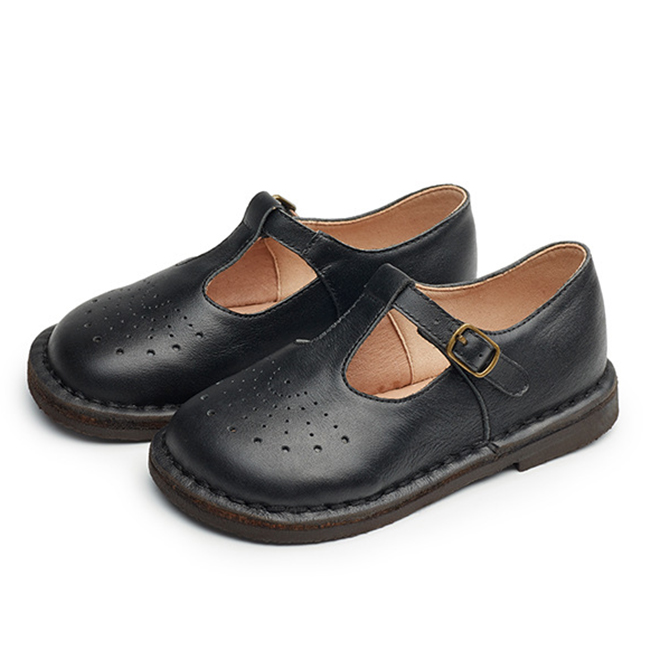 2021 new Custom Logo Soft Bottom Handmade Stitching British Hollow Genuine leather Kid Dress School Children Shoes