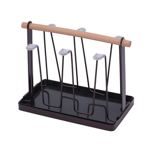 6 Gantungan Pengering Cangkir Kopi dengan Pegangan Kayu, Rak Penyimpanan & <span class=keywords><strong>Display</strong></span> untuk Cangkir Kaca - Product Image 2