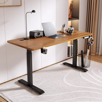 Bureau debout électrique ergonomique moderne en métal, réglable en hauteur par motorisation, grand plateau noir