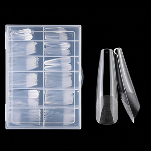 240 <span class=keywords><strong>faux</strong></span> <span class=keywords><strong>ongles</strong></span> XL Stiletto transparents, extra longs, semi-mat, couvrance totale, extensions artificielles en <span class=keywords><strong>gel</strong></span> souple - Product Image 4