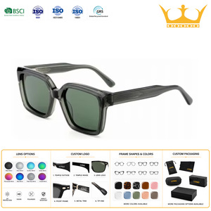 Lunettes de soleil polarisées vintage classiques carrées unisexes avec protection UV, verres TAC personnalisés de luxe, monture en acétate, lunettes de soleil d'extérieur - Product Image 1