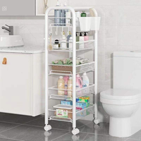 Étagères de rangement verticales modernes en métal, vente en gros, 3/4/5 niveaux, pour fruits et légumes, étagères de rangement à pousser à la main pour cuisines