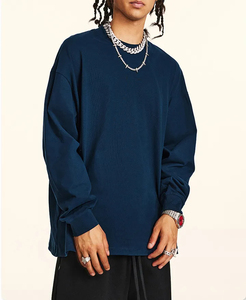 ขายดีเสื้อยืดคอกลมเข้ารูปผ้าฝ้ายธรรมดาสำหรับผู้ชายเสื้อยืดธรรมดาแขนยาวโอเวอร์ไซส์ - Product Image 2