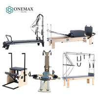 ONEMAX Lit de Pilates Reformer en Bois d'Érable Certifié CE de Haute Qualité, Chaise Wunda, Barrel, Cadillac, en PU Haute Densité, Réglable