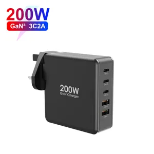 200W GaN USB C şarj 100W tipi C adaptörü hızlı şarj için güç banka PD şarj İngiltere 65W 20W için iphone cep telefonu telefon macbook