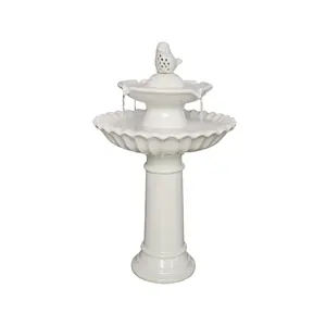 Fontaine de bain d'oiseaux en céramique, 2 niveaux, décoration de jardin - Product Image 1