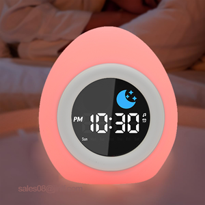 Personalizado cabecera lindo <span class=keywords><strong>Emoji</strong></span> LED lámpara niños altavoz niños despertar sueño entrenador Smart Touch luz Natural amanecer reloj despertador - Product Image 2