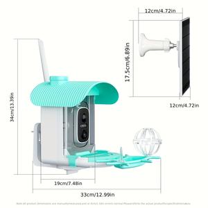 Nouvelle mangeoire à oiseaux intelligente et compacte avec caméra, alimentée à l'énergie solaire et équipée d'une caméra haute définition 4MP, conçue pour l'accrochage - Product Image 6
