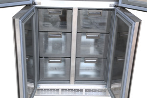 4 도어 355L 스테인레스 스틸 휴대용 전기 냉장고 소형 바닥 냉동고 서리 없는 제상 가정용 상업용 프랑스어 - Product Image 4