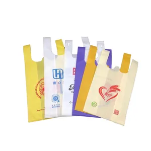 Wholesale cheap T-shirt W cut non-woven shopping bag non-woven vest bag cloth bag