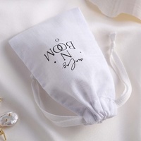 Pandas sades — sac cadeau, Logo personnalisé imprimé 100% biologique, pochette en coton naturel et mousseline de coton avec cordon de serrage, 13x8cm