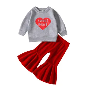 Spring Toddler 2023 Wholesale Baby Valentines Day Girl Heart Outfit