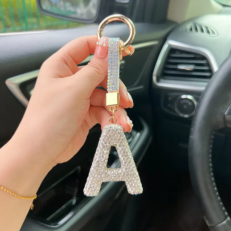 NEW Style Rhinestone Bags Pendant Couples Luxury Key Chain Bling Bling Shiny Diamond English Letter Keychain