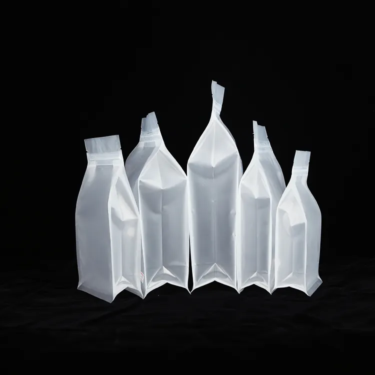 Sacchetto trasparente per caffè a fondo piatto sacchetto con cerniera in plastica per chicchi di caffè sacchetto di caffè trasparente con valvola di degasaggio