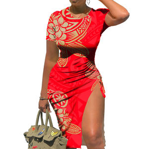 Robe moulante sexy à enrouler sur les hanches, style polynésien, pour femme, robes de bal 2026, robe midi florale personnalisée, motif tribal hawaïen - Product Image 6