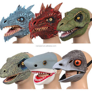Vente en gros de produits artisanaux bon marché, masque en latex de dinosaure vert grandeur nature, design unique, accessoires d'<span class=keywords><strong>action</strong></span> amusants pour les fêtes de fin d'année - Product Image 6