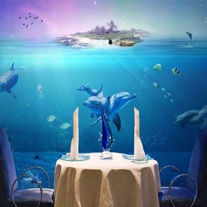 Decoración para Sala de Estar y Cafetería: Papel Tapiz HD con Diseño de Ballenas del Océano <span class=keywords><strong>Azul</strong></span>, Revestimiento de Pared Impermeable - Product Image 4