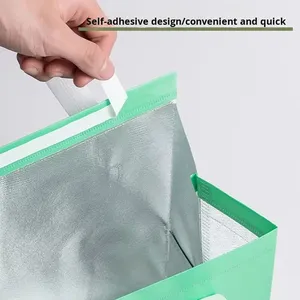 Non-woven Recyclable Insulated Handled Foldable Portable Takeaway Cooler Bag - Product Image 6