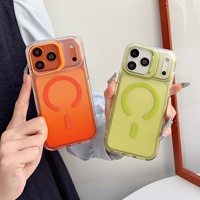 Coque de téléphone magnétique dégradée en gros avec support de cadre d'appareil photo pour iPhone 17 Air 17 16 15 Pro Max, compatible avec la charge sans fil