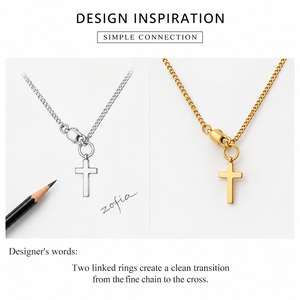 Double-<b>Ring</b> Cross Necklace <b>Stainless</b> <b>Steel</b> 14K Gold Vacuum Plated Fine Chain Pendant Jewelry - Product Image 2