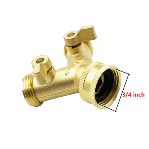 Laiton 2 voies connecteur en laiton robuste séparateur de tuyau d'arrosage connecteur d'eau de <span class=keywords><strong>jardin</strong></span> avec 2 rondelles adaptateur d'extension de tuyau - Product Image 2