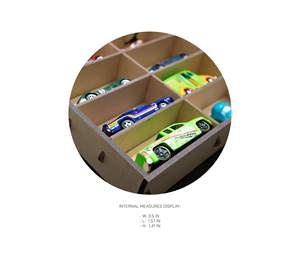 Rangement de voiture en bois rectangulaire écologique OEM Cortes avec étagères de présentation, roues, design moderne - Organiseur de jouets mural - Product Image 2