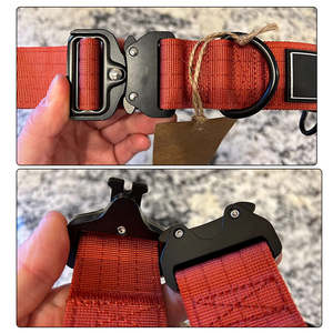 Kalung Anjing & Kucing Taktis Kulit Asli Lebar Ekstra Kuat 4 Sentimeter, Dapat Disesuaikan, dengan Penutup Gesper, OEM - Product Image 3