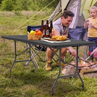 Table pliante en métal pour fêtes et événements en plein air (Blanc 6 FT 70x29) (Noir 6 FT)