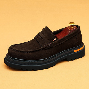 High-top round-<b>toe</b> British casual shoes for men, black suede leather, business style men's shoes - Product Image 6
