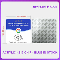 Supports de table en acrylique NFC à code QR, stock direct usine, lecture RFID haute fréquence par simple contact pour cartes d'avis Google