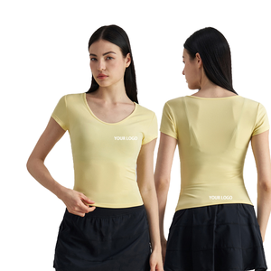 Nouvelles chemises de sport pour femmes, séchage rapide, respirantes, douces pour la peau, coupe ajustée, sexy, manches courtes avec design sans couture et dos évidé - Product Image 2
